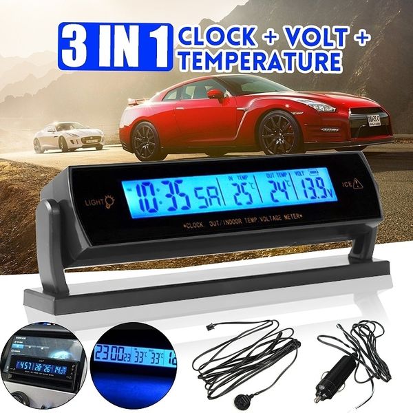 3 in 1 car blue lcd digital clock + voltage + temperature thermometer alarm monitor battery
3 in 1 car blue lcd digital clock + voltage + temperature thermometer alarm monitor battery