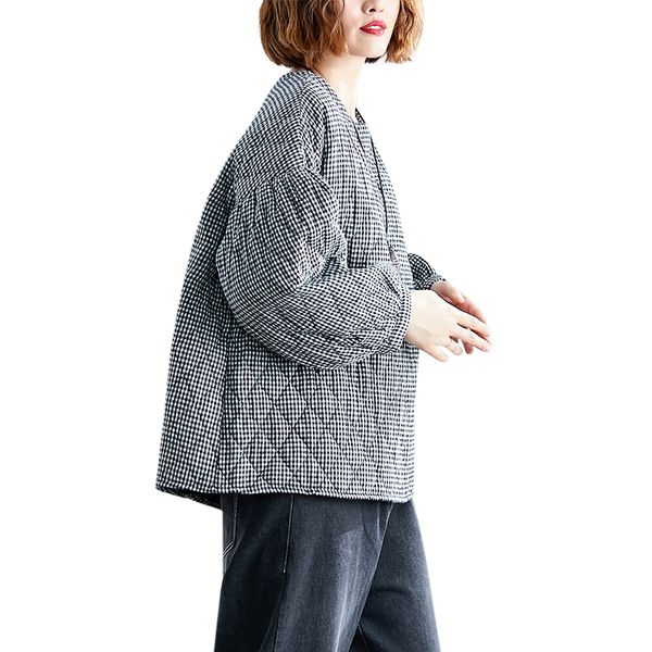 women winter plaid thin puffer cotton padded warm pullover oversized loose coat jacket windbreaker long sleeve sudadera jumper, Black
women winter plaid thin puffer cotton padded warm pullover oversized loose coat jacket windbreaker long sleeve sudadera jumper, Black