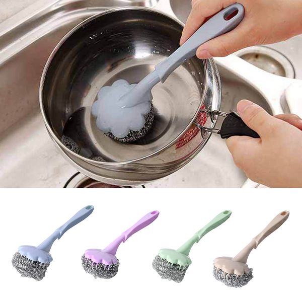 1 pc new stainless steel wire ball brush with long handle kitchen hanging cleaning brush pan kitchen dish handle washing tool
1 pc new stainless steel wire ball brush with long handle kitchen hanging cleaning brush pan kitchen dish handle washing tool