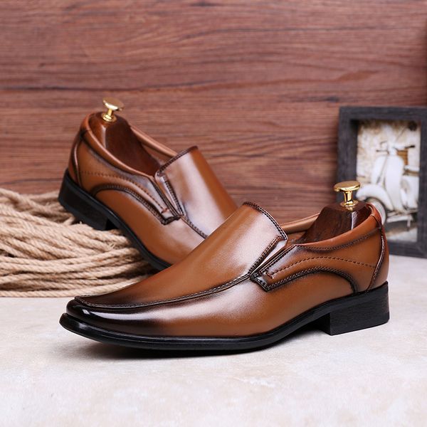 leather shoes men's hand-brushed men's shoes a pedal leather dress business small square head, Black
leather shoes men's hand-brushed men's shoes a pedal leather dress business small square head, Black