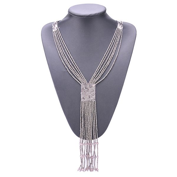 fashion graceful joker women necklace boho long tassel kolye red seedbead hand-woven neck decoration 2018 new mothers day gift, Silver
fashion graceful joker women necklace boho long tassel kolye red seedbead hand-woven neck decoration 2018 new mothers day gift, Silver