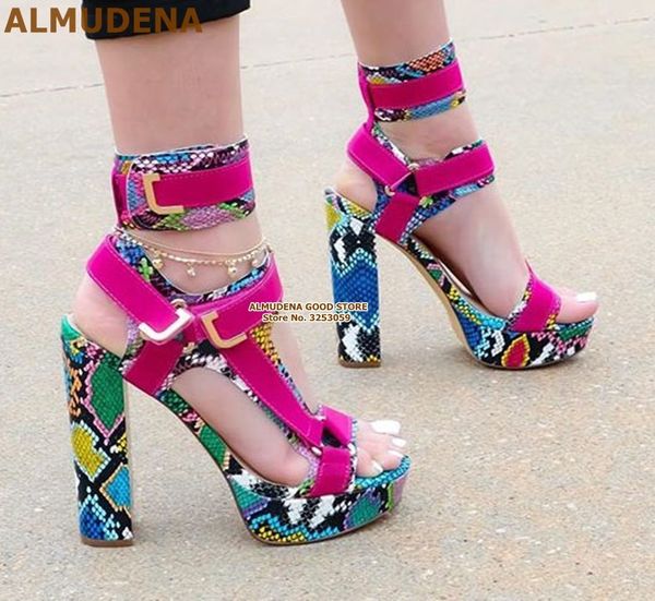 almudena women multi-snakeskin chunky heel sandals platform buckle strap dress shoes fuchsia white python patchwork sandals y200405, Black
almudena women multi-snakeskin chunky heel sandals platform buckle strap dress shoes fuchsia white python patchwork sandals y200405, Black