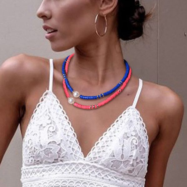 beach style pearl necklace female bohemian mixed color two-piece combination soft pottery choker, Silver
beach style pearl necklace female bohemian mixed color two-piece combination soft pottery choker, Silver