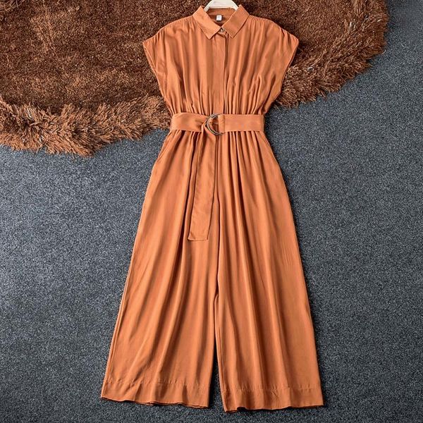 good quality turn down collar solid jumpsuit fashion 2019 summer sleeveless belt slim elegant slim wide leg women jumpsuits, Black;white
good quality turn down collar solid jumpsuit fashion 2019 summer sleeveless belt slim elegant slim wide leg women jumpsuits, Black;white