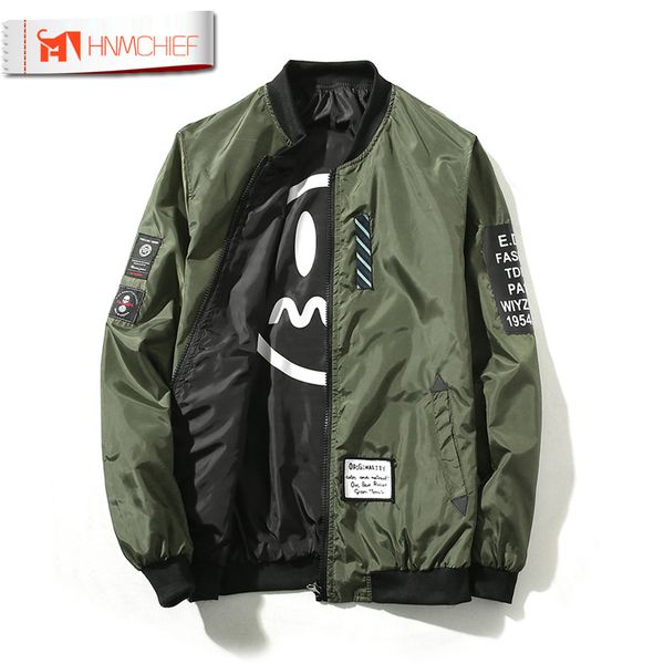 

jacket men pilot with patches green both side wear army thin pilot bomber jackets wind breaker jacket men dropship, Black;brown