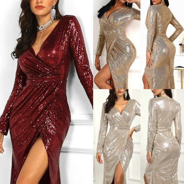 2020 women v neck bodycon long sleeve skinny dresses slim glitter elegant ladies party dress, Black;gray
2020 women v neck bodycon long sleeve skinny dresses slim glitter elegant ladies party dress, Black;gray