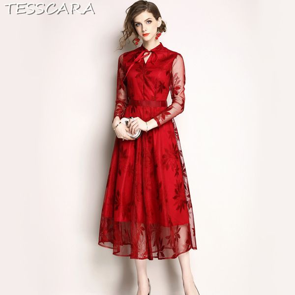 tesscara women spring elegant office lace dress female fashion robe femme vintage designer long maxi party vestidos, Black;gray
tesscara women spring elegant office lace dress female fashion robe femme vintage designer long maxi party vestidos, Black;gray