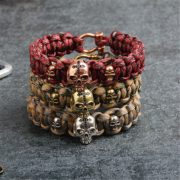 2020 new copper skull parachute cord bracelet vintage wrist bracelet luxury designer jewelry bracelet cool shield men bracelets, Golden;silver
2020 new copper skull parachute cord bracelet vintage wrist bracelet luxury designer jewelry bracelet cool shield men bracelets, Golden;silver