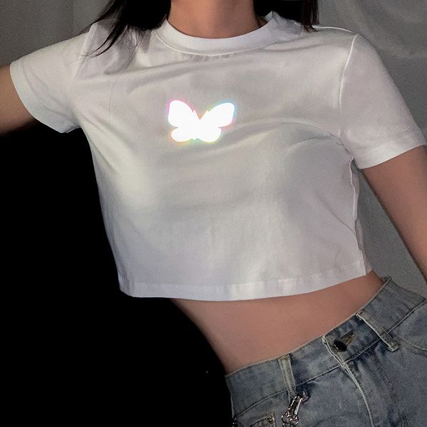 harajuku reflective butterfly print cotton bodycon crop tshirt ropa mujer woman casual kpop pure basic streetwear top, White
harajuku reflective butterfly print cotton bodycon crop tshirt ropa mujer woman casual kpop pure basic streetwear top, White