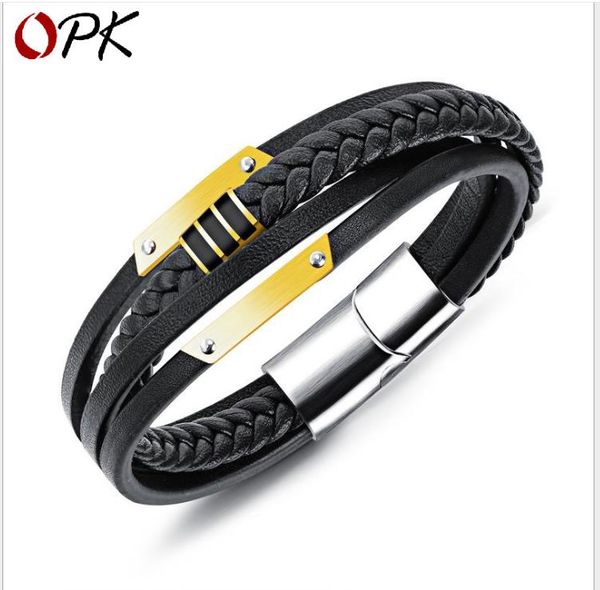 fashion multi-layer woven leather rope fashion men's accessories men's bracelet, Golden;silver
fashion multi-layer woven leather rope fashion men's accessories men's bracelet, Golden;silver