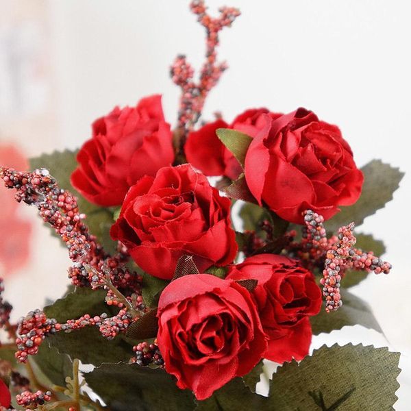 15 heads silk artificial rose flannel faux bouquet artificial flowers foam accessories wedding home diy decoration fake flowers 
15 heads silk artificial rose flannel faux bouquet artificial flowers foam accessories wedding home diy decoration fake flowers