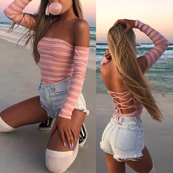 striped off shoulder long sleeve jumpsuit slim backless bodysuit skinny hollow out summer new fashion pink bodysuit women, Black;white
striped off shoulder long sleeve jumpsuit slim backless bodysuit skinny hollow out summer new fashion pink bodysuit women, Black;white