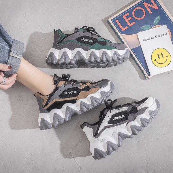 2020 spring women platform sneakers thick bottom round toe dad shoes height increased casual shoes breathing leisure, Black
2020 spring women platform sneakers thick bottom round toe dad shoes height increased casual shoes breathing leisure, Black