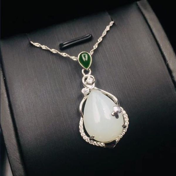 925 sterling silver white hetian jade carved water drop design lucky pendant + chain necklace charm fine jewelry charm gift
925 sterling silver white hetian jade carved water drop design lucky pendant + chain necklace charm fine jewelry charm gift