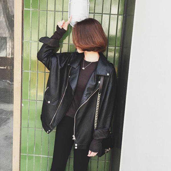 leather jacket boyfriend black coat woman jackets chain jacket punk large size blazer black coat turn-down collar
leather jacket boyfriend black coat woman jackets chain jacket punk large size blazer black coat turn-down collar
