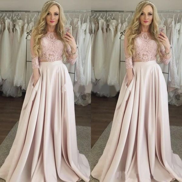 two pieces lace prom dresses 2020 long sleeves scoop illusion girls graduation evening gowns with pockets robes de soriee, Black
two pieces lace prom dresses 2020 long sleeves scoop illusion girls graduation evening gowns with pockets robes de soriee, Black