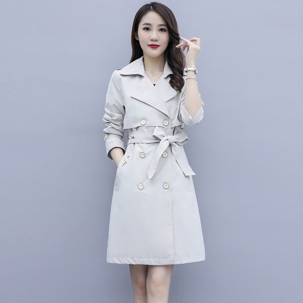 women's trench coats double breasted straight coat for women fashion temperament belt embroidered jackets spring 2021, Tan;black
women's trench coats double breasted straight coat for women fashion temperament belt embroidered jackets spring 2021, Tan;black