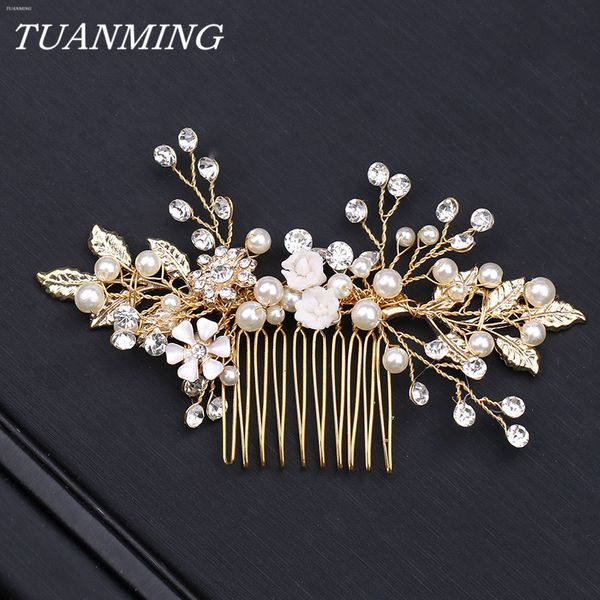 crystal pearl hair combs golden wedding hair combs leaf flower bride jewelry bride comb fashion hairwear for women, Golden;white
crystal pearl hair combs golden wedding hair combs leaf flower bride jewelry bride comb fashion hairwear for women, Golden;white