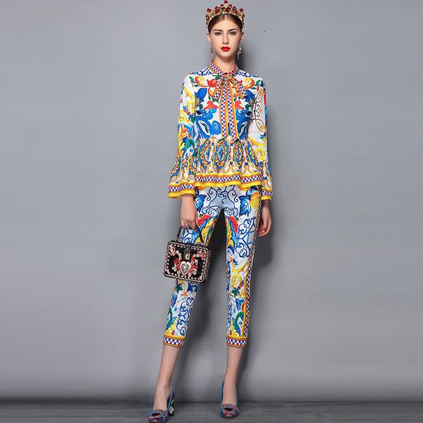 women clothes women tracksuits fashion runway pants suit sets womens flare sleeve bow collar print blouses casual pants two pieces set, Gray
women clothes women tracksuits fashion runway pants suit sets womens flare sleeve bow collar print blouses casual pants two pieces set, Gray