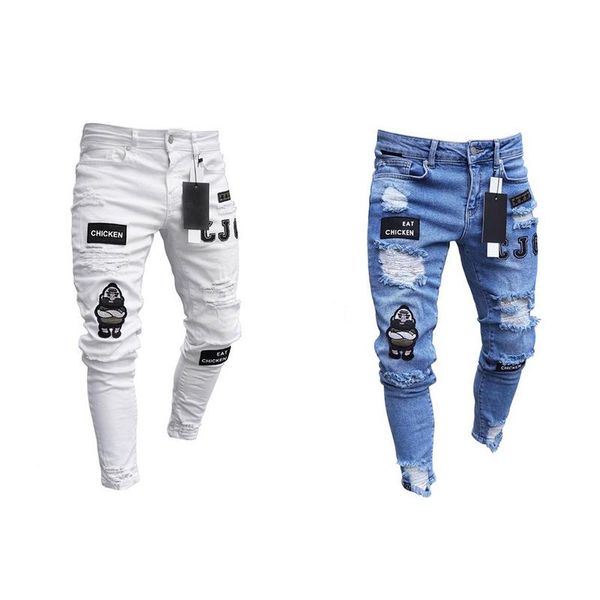 men's cotton slim fit jeans men's hip hop high-end tight-fitting hole pants new male badges slim jeans white blue fashionable
men's cotton slim fit jeans men's hip hop high-end tight-fitting hole pants new male badges slim jeans white blue fashionable