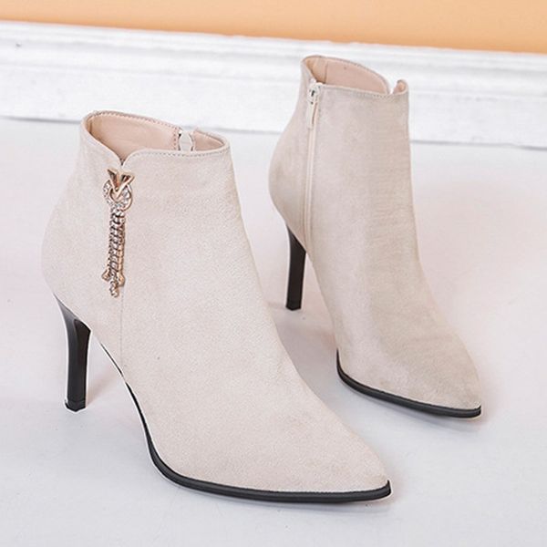 women winter suede boots fringe ankle padant zip pointed toe flock stiletto thin heels solid color crystal boots chaussures femm, Black
women winter suede boots fringe ankle padant zip pointed toe flock stiletto thin heels solid color crystal boots chaussures femm, Black