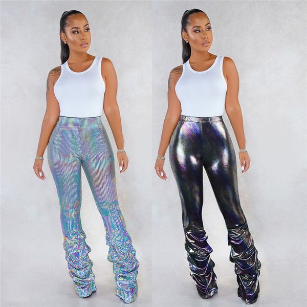 womens bell bottoms pants fashion party and club ruched pants women pants, Black;white