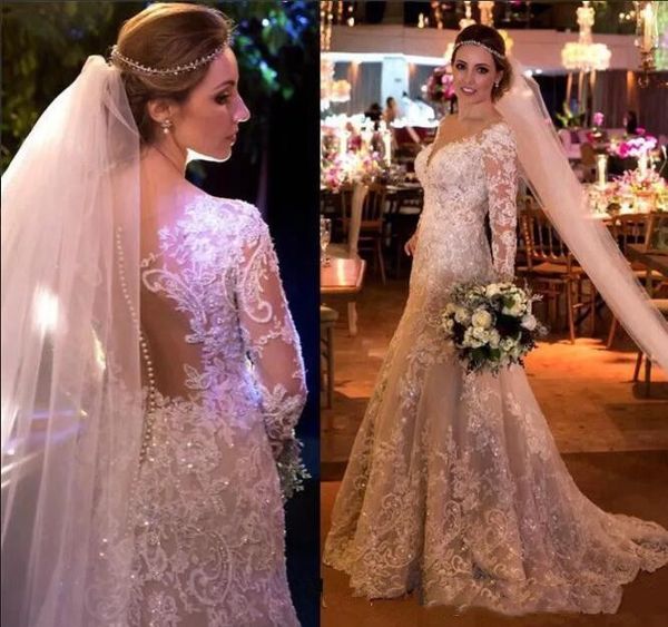 2019 new real sample mermaid plus size wedding dresses long sleeves bling lace wedding gowns south africa with beads h060, White
2019 new real sample mermaid plus size wedding dresses long sleeves bling lace wedding gowns south africa with beads h060, White