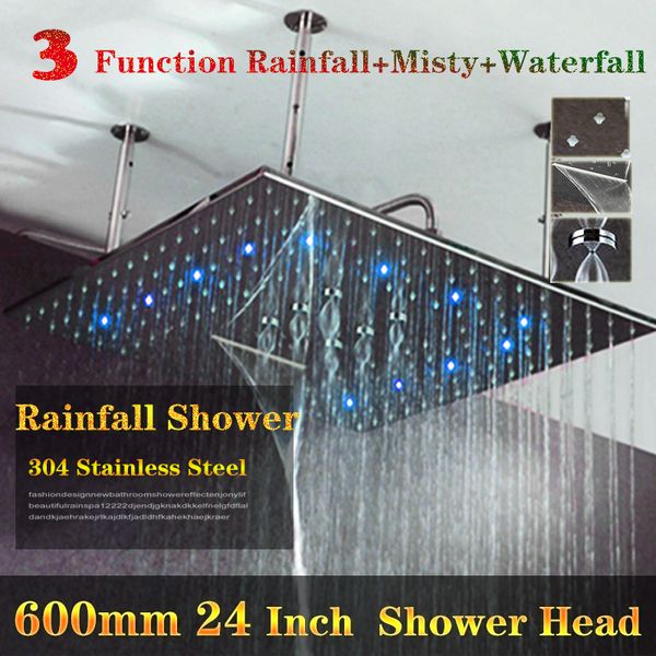 24 inches super big size in wall ceiling mounted led light rain shower heads three function with rainfall waterfall misty
24 inches super big size in wall ceiling mounted led light rain shower heads three function with rainfall waterfall misty