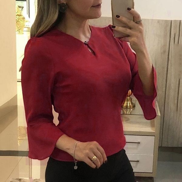 women brief office work wear v neck shirts long sleeve chiffon casual blouse women plus size, White
women brief office work wear v neck shirts long sleeve chiffon casual blouse women plus size, White
