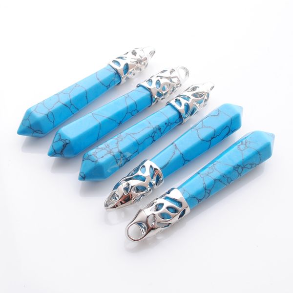 wojiaer natural blue turquoise gem stone hexagonal pointed reiki chakra pendant bead 5pcs charm jewelry dn3004, Silver
wojiaer natural blue turquoise gem stone hexagonal pointed reiki chakra pendant bead 5pcs charm jewelry dn3004, Silver
