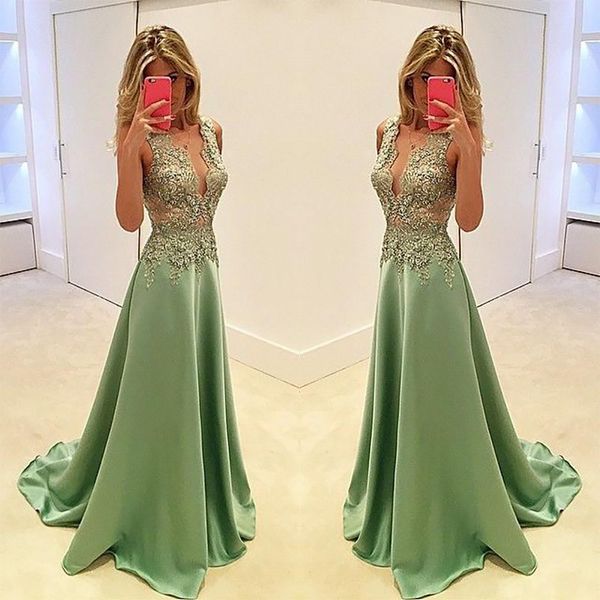 prom dresses plunging v neck olive green satin lace appliques beaded illusion long evening gowns wear plus size formal party dress ed1341, Black;red
prom dresses plunging v neck olive green satin lace appliques beaded illusion long evening gowns wear plus size formal party dress ed1341, Black;red