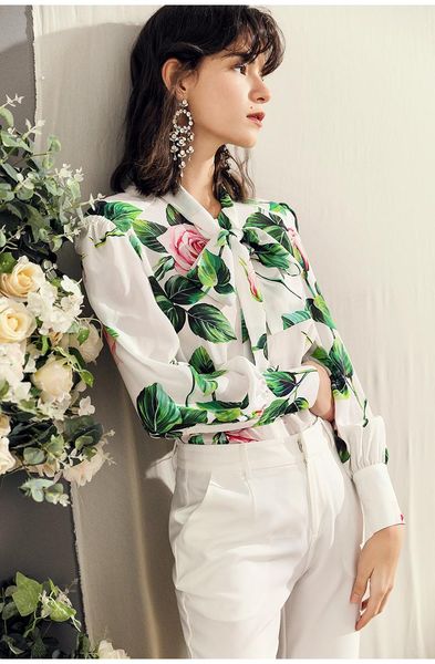 2020 дизайнер летняя мода шелковая рубашка женская с длинным рукавом лук воротник элегантный белая роза цветы цветочный принт блузка топ, White
2020 дизайнер летняя мода шелковая рубашка женская с длинным рукавом лук воротник элегантный белая роза цветы цветочный принт блузка топ, White