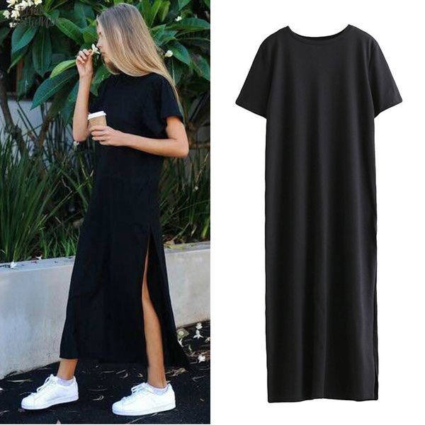autumn basic side high slit long t shirt women dress short sleeves black new fashion clothing, Black;gray
autumn basic side high slit long t shirt women dress short sleeves black new fashion clothing, Black;gray