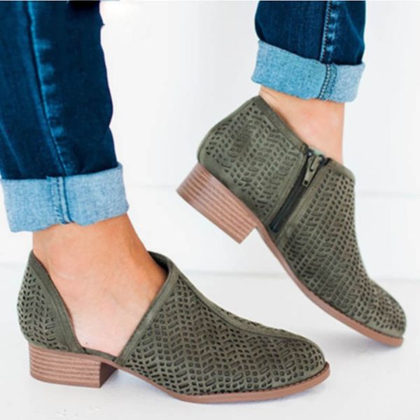 women hollow out zip plus size spring ankle boots ladies fashion thick low heels female casual breathable shoes, Black
women hollow out zip plus size spring ankle boots ladies fashion thick low heels female casual breathable shoes, Black