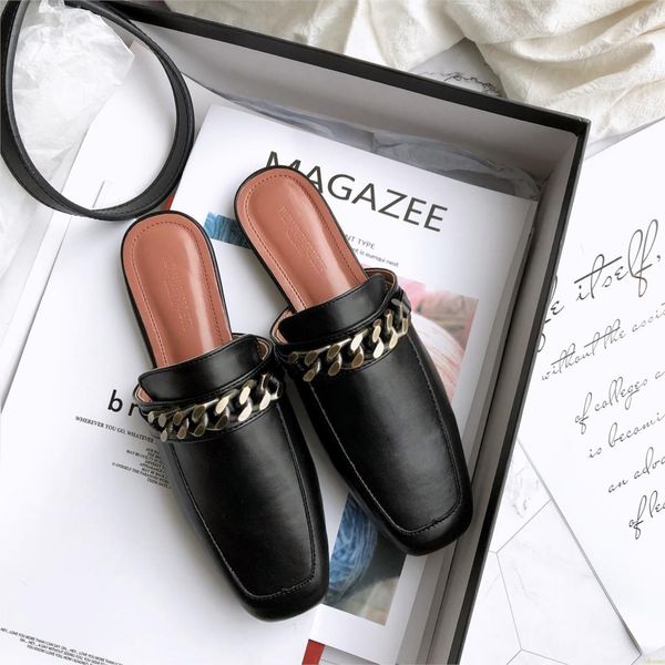 2019 summer women slippers plus size 35-40 fashion chian decoration flat outside ladies casual mules slides shoes, Black
2019 summer women slippers plus size 35-40 fashion chian decoration flat outside ladies casual mules slides shoes, Black