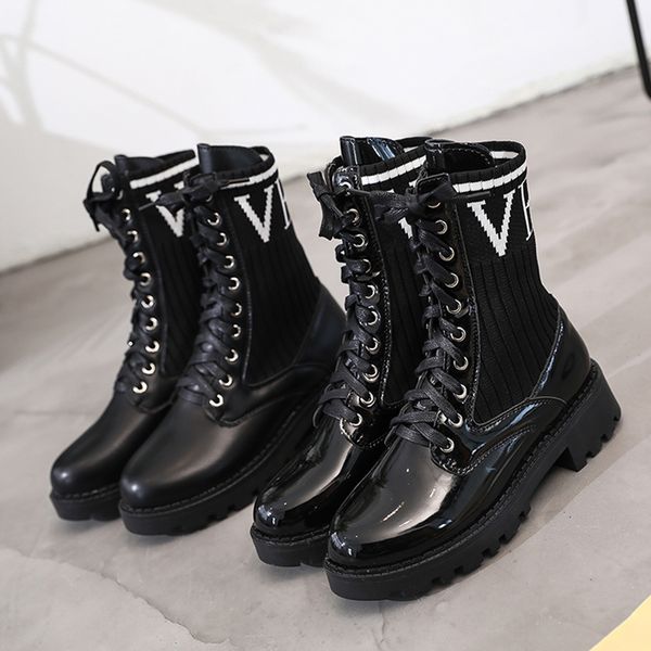 classic women boots 2019 winter patent leather ankle motorcycle boots knitting socks, Black
classic women boots 2019 winter patent leather ankle motorcycle boots knitting socks, Black