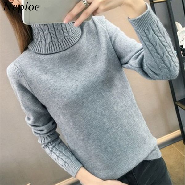 neploe solid knitted pattern women sweater high neck thick warm female pullover 2019 autumn winter new simple sueter mujer 69018, White;black
neploe solid knitted pattern women sweater high neck thick warm female pullover 2019 autumn winter new simple sueter mujer 69018, White;black
