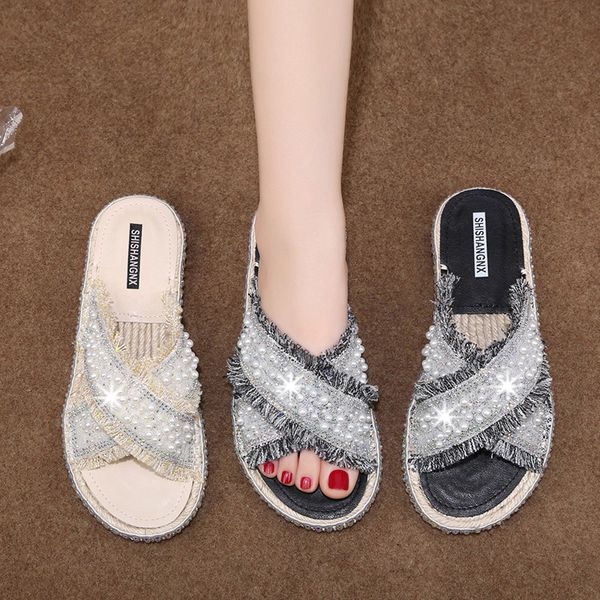 slippers women summer string bead low shoes woman 2020 cross-tied pantofle slides soft flat new basic fashion, Black
slippers women summer string bead low shoes woman 2020 cross-tied pantofle slides soft flat new basic fashion, Black