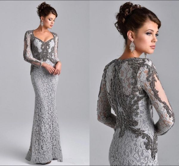 2019 Silver Beaded Mother Of The Bride Dresses Modest Long Sleeves Lace Mothers Dresses Plus Size Formal Party Evening Gowns With Crystal
2019 Silver Beaded Mother Of The Bride Dresses Modest Long Sleeves Lace Mothers Dresses Plus Size Formal Party Evening Gowns With Crystal