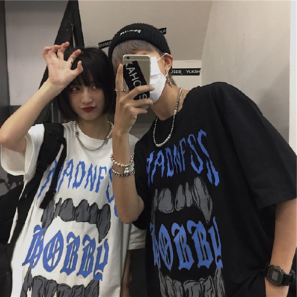 women's fashion dark harajuku couple dress bf student personality t-shirt niche short-sleeved t-shirt ins fashion, White
women's fashion dark harajuku couple dress bf student personality t-shirt niche short-sleeved t-shirt ins fashion, White