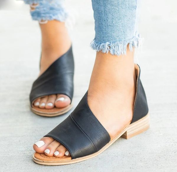 summer low heel leather sandals retro side empty split open toe slip on casual flats shoes plus size women pumps shoe, Black
summer low heel leather sandals retro side empty split open toe slip on casual flats shoes plus size women pumps shoe, Black
