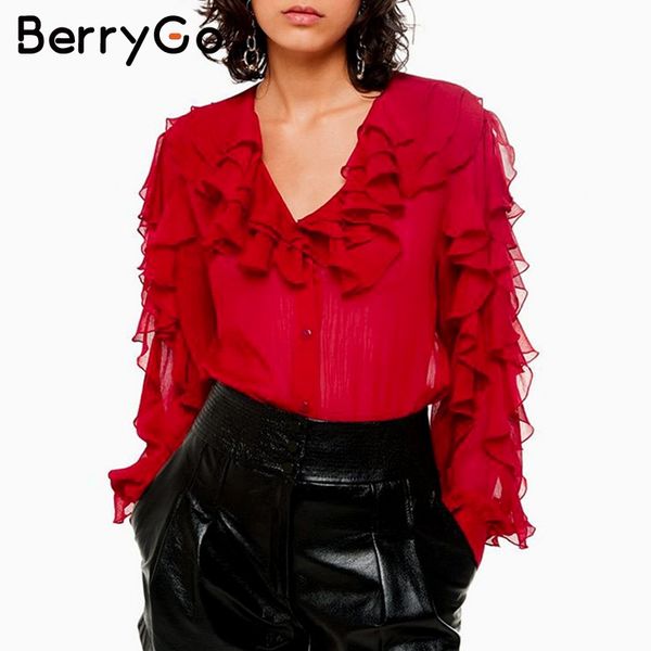 berrygo victorian buttons autumn ladies v neck ruffled chiffon blouse women vintage lantern sleeve female blouse shirt, White
berrygo victorian buttons autumn ladies v neck ruffled chiffon blouse women vintage lantern sleeve female blouse shirt, White
