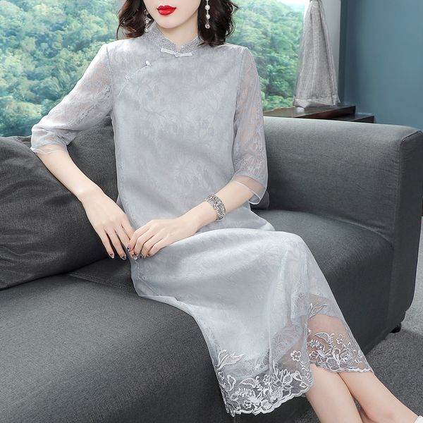 new improved cheongsam chinese wind in spring and summer of 2019 the new bud silk long female dress costume, Red
new improved cheongsam chinese wind in spring and summer of 2019 the new bud silk long female dress costume, Red