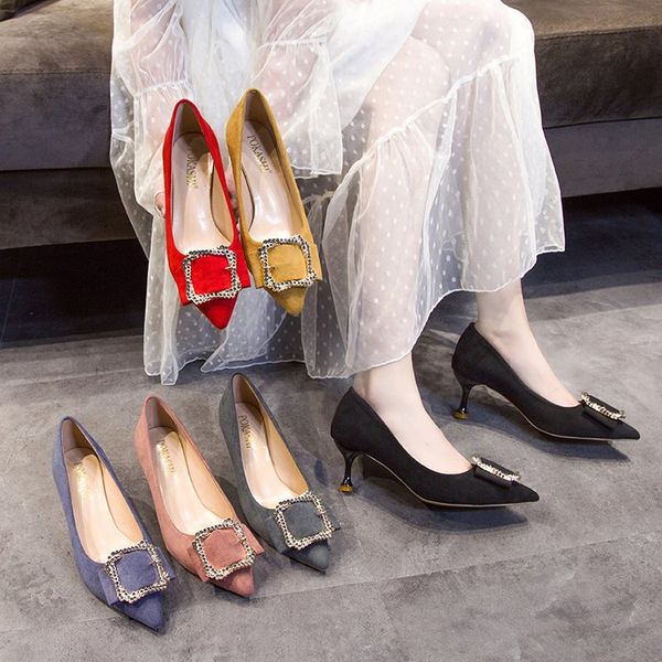 high heels ladies stiletto pointed single shoes fashion wild pumps elegant rhinestones buckle women's shoes party wedding, Black
high heels ladies stiletto pointed single shoes fashion wild pumps elegant rhinestones buckle women's shoes party wedding, Black