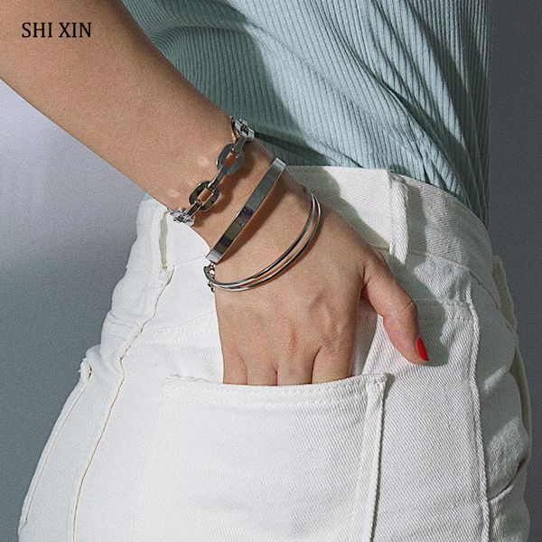 shixin 3pcs punk bracelets bangles set gold/silver chunky metal retro bracelet for women fashion simple cuff bracelet femme 2019, White
shixin 3pcs punk bracelets bangles set gold/silver chunky metal retro bracelet for women fashion simple cuff bracelet femme 2019, White