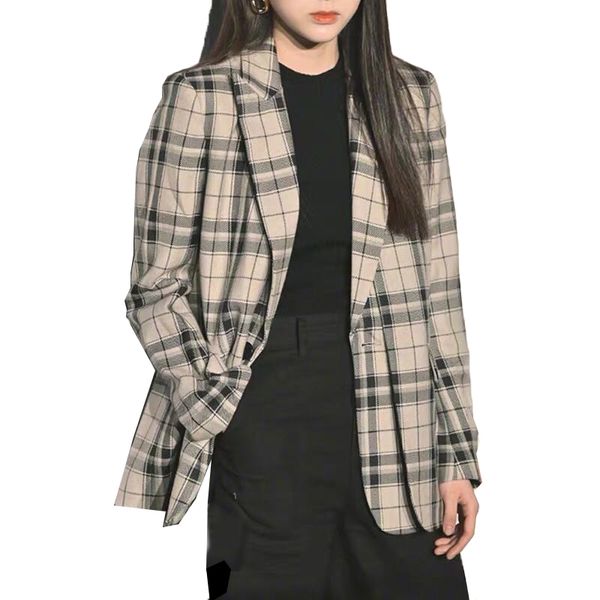 plaid coat for women 2020 new spring autumn british style korean loose casual plaid retro plus size coat y306, Tan;black
plaid coat for women 2020 new spring autumn british style korean loose casual plaid retro plus size coat y306, Tan;black