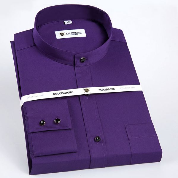 100% cotton men's stand collar social dress shirt solid color comfortable formal business shirt with chest pocket, White;black
100% cotton men's stand collar social dress shirt solid color comfortable formal business shirt with chest pocket, White;black