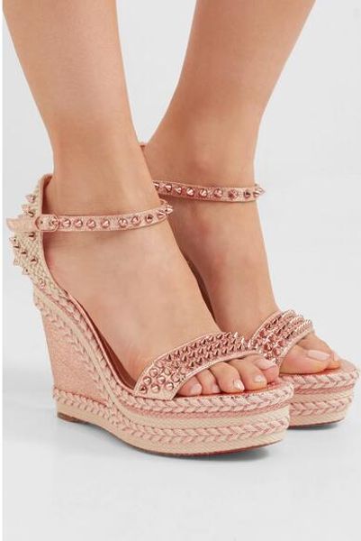 ss17 ladies red bottom wedge madmonica espadrille-inspired braided rope high heels wedges ankle strap spikes toe party wedding dress, Black
ss17 ladies red bottom wedge madmonica espadrille-inspired braided rope high heels wedges ankle strap spikes toe party wedding dress, Black