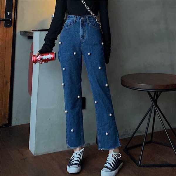 women's jeans 2021 vintage casual pearl female high waist denim wide leg pants mom boyfriend ripped for women skinny, Blue
women's jeans 2021 vintage casual pearl female high waist denim wide leg pants mom boyfriend ripped for women skinny, Blue