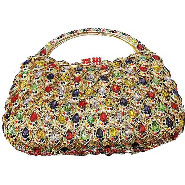 fashion new red/green/yellow/white rhinestone clutch women wedding purse ladies shoulder purses mini prom handbag